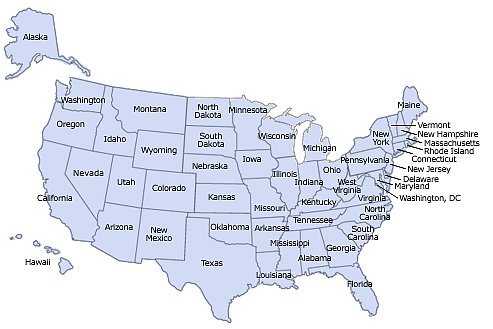 USA States Map of Areas We Service